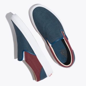 Vans Erkek Kaykay Ayakkabısı Textured Suede Slip-On Mavi | 39126-350